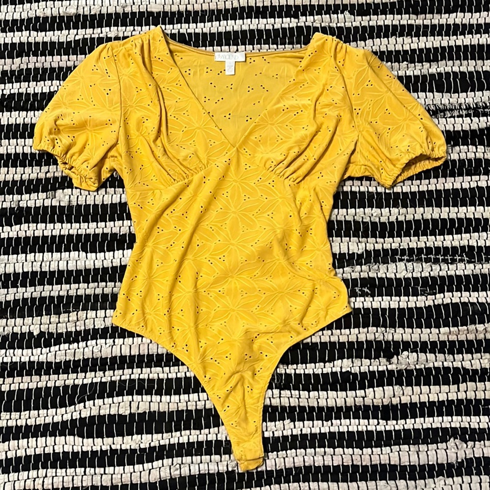 Yellow Eyelet Bodysuit